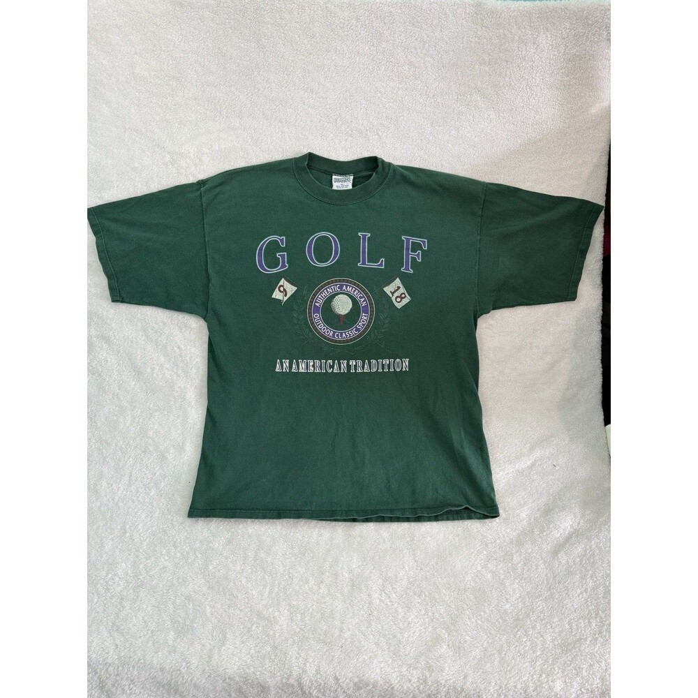 Vtg XL Danaggers Green Golf American Tradition T Shirt Made In USA Classic